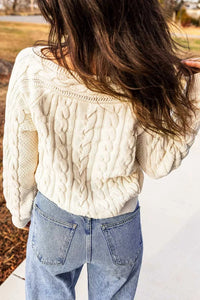 Drop Shoulder Round Neck Cable Knit Sweater 100100507789573 52 Affordable Fashion Under $100 Jerry's Apparel 