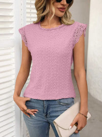 Lace Detail Round Neck Cap Sleeve Top 100100379894943 24 Affordable Fashion Under $100 Jerry's Apparel 