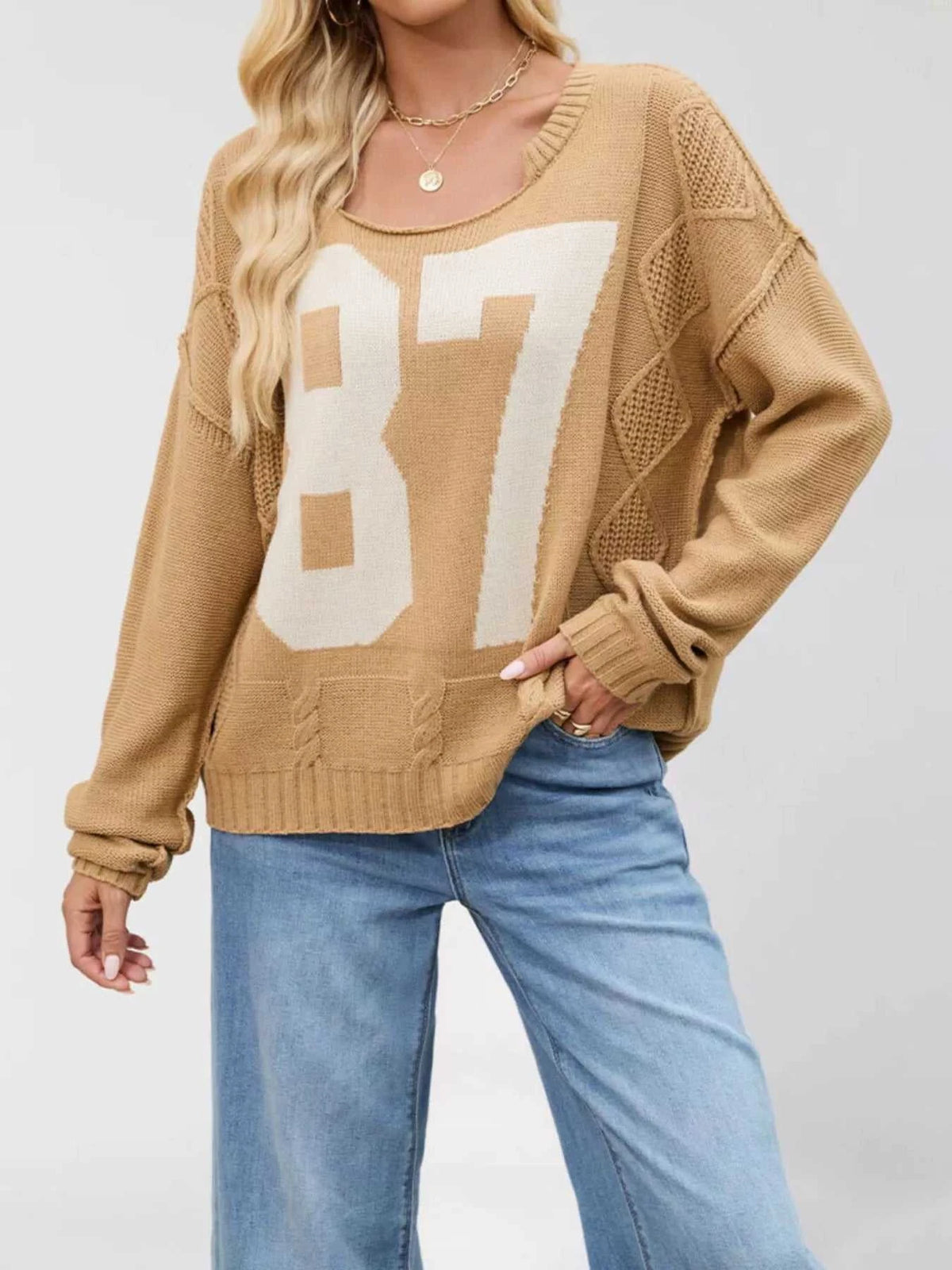 87 Number Cable-Knit Sweater 100100339024301 49 Affordable Fashion Under $100 Jerry's Apparel 