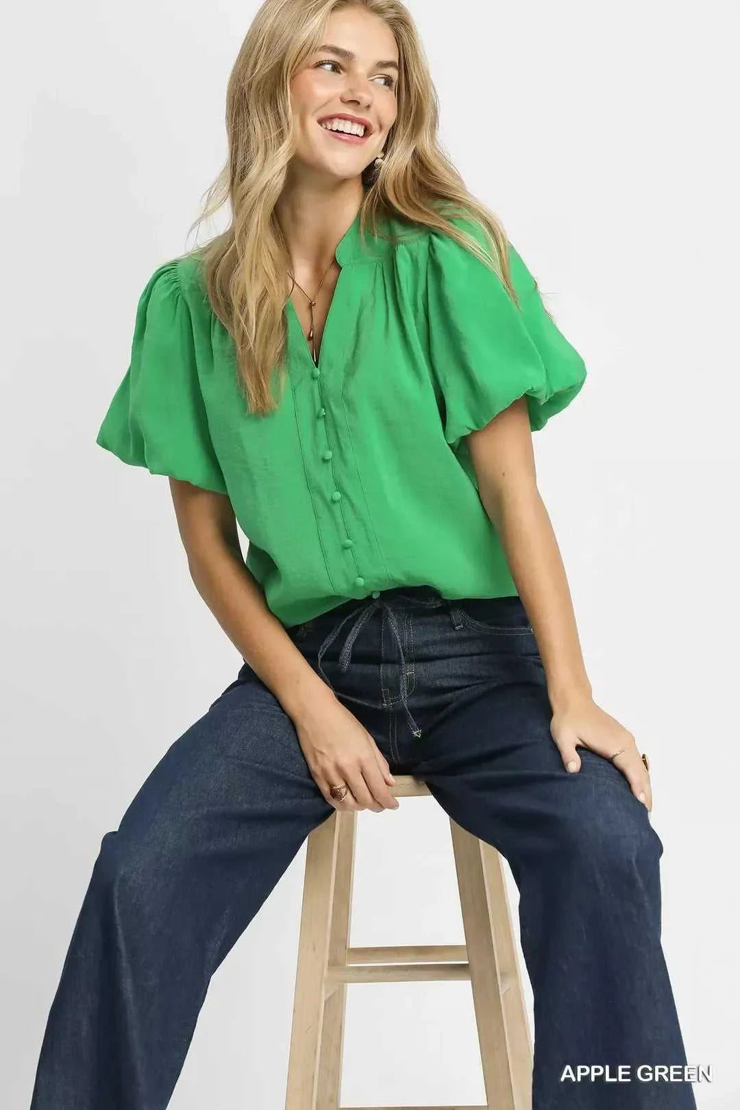 Umgee Button-Down Puff Sleeve Shirt 100100172431428 49 Gifts for Her Jerry's Apparel 