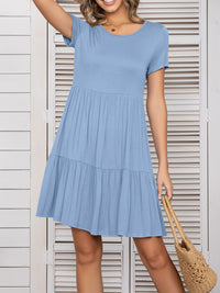 Round Neck Short Sleeve Mini Tee Dress