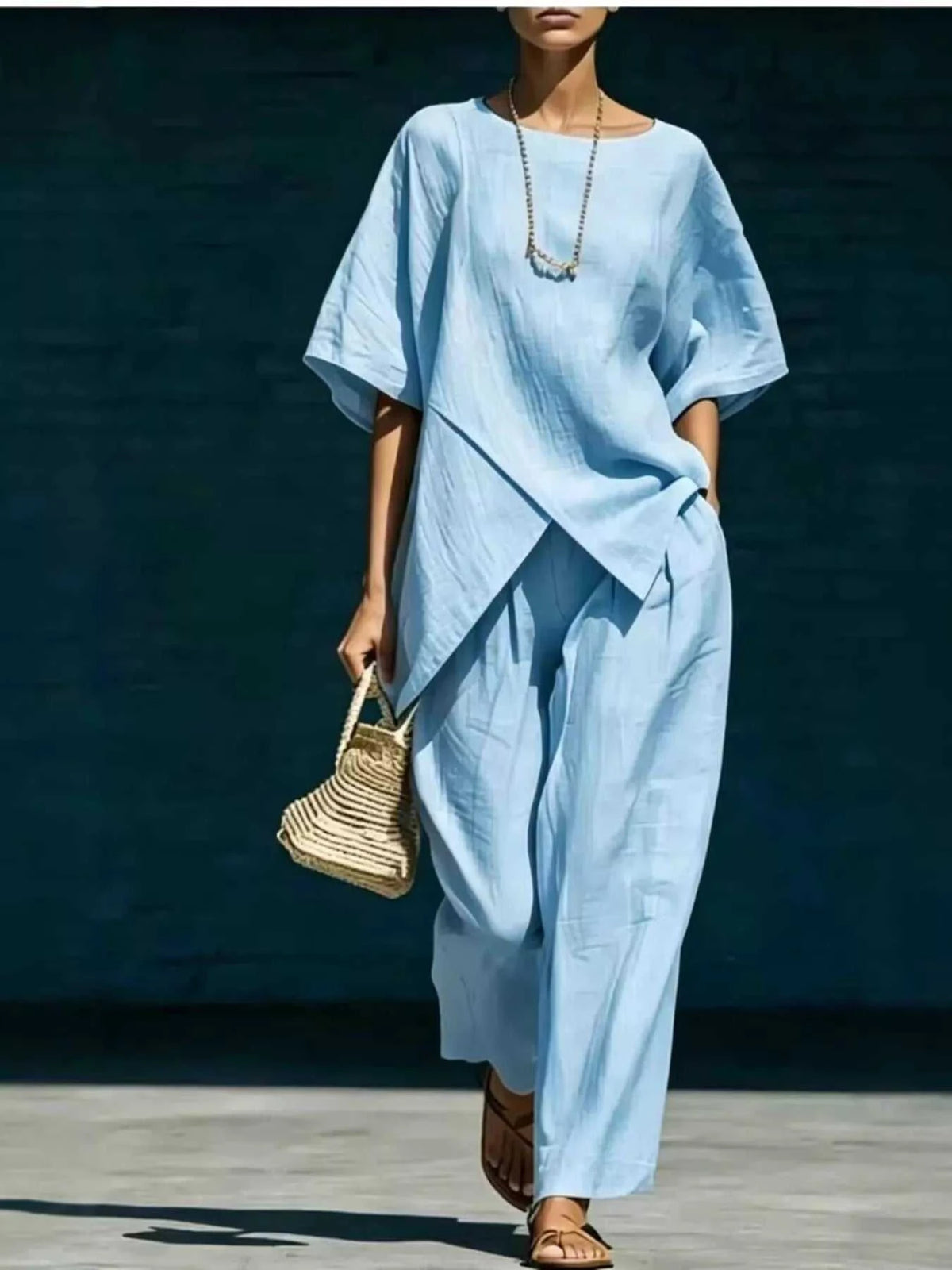 Full Size Asymmetric Top and Wide-Leg Pants Set Plus Size 101001701257915 41 Affordable Fashion Under $100 Jerry's Apparel 