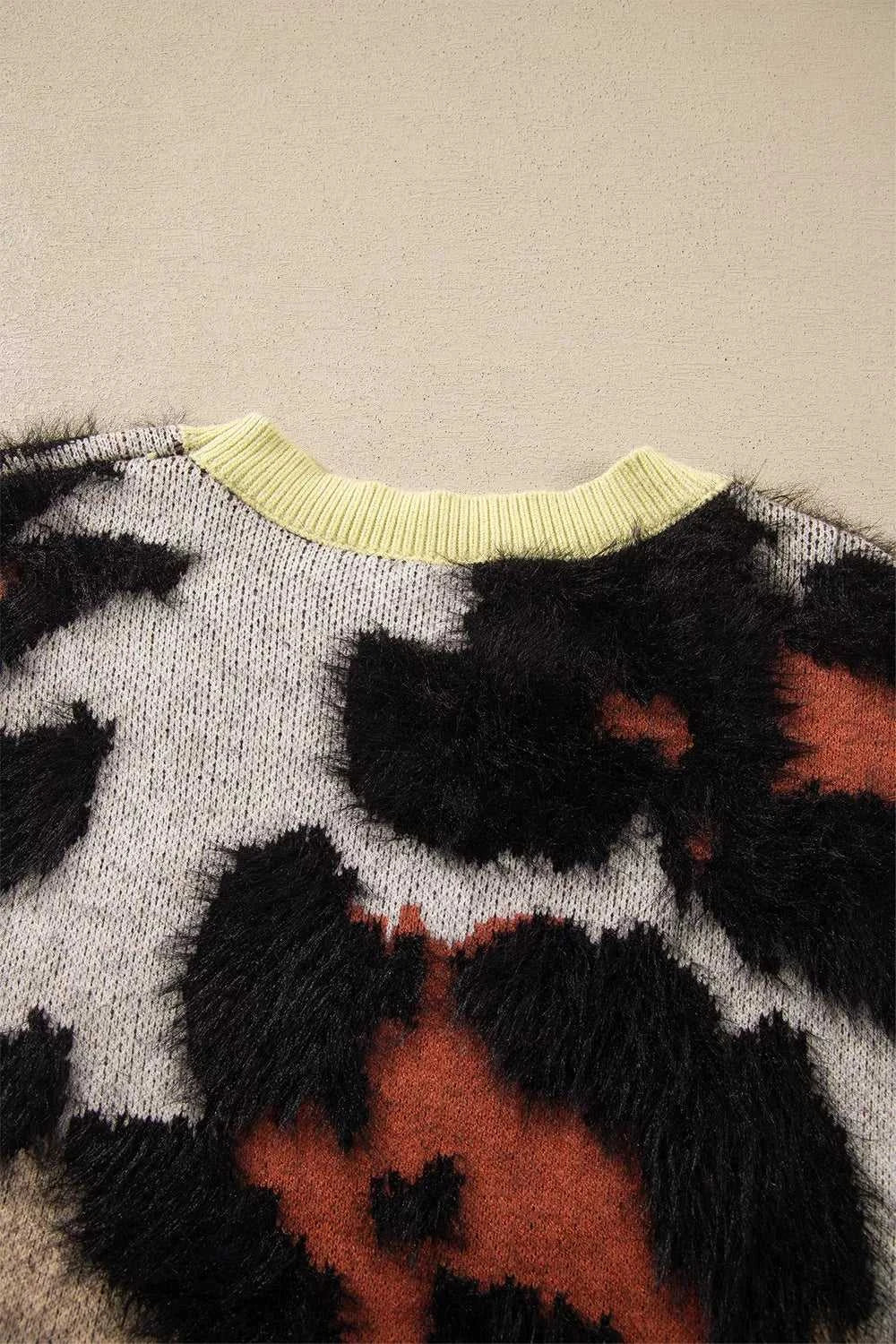 Leopard Print Drop Shoulder Long Sleeve Round Neck Sweater 101002161370865 58 Affordable Fashion Under $100 Jerry's Apparel 