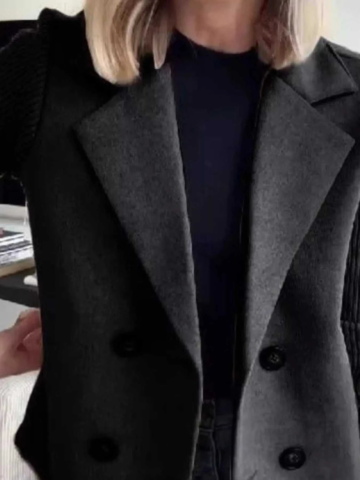 Full Size Knitted Sleeve Wool Blend Double-Breasted Blazer Plus Size 100100695520527 42 Affordable Fashion Under $100 Jerry's Apparel 