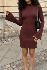 Mock Neck Ribbed Knit Bodycon Mini Dress 101001109241348 33 Gifts for Her Jerry's Apparel 