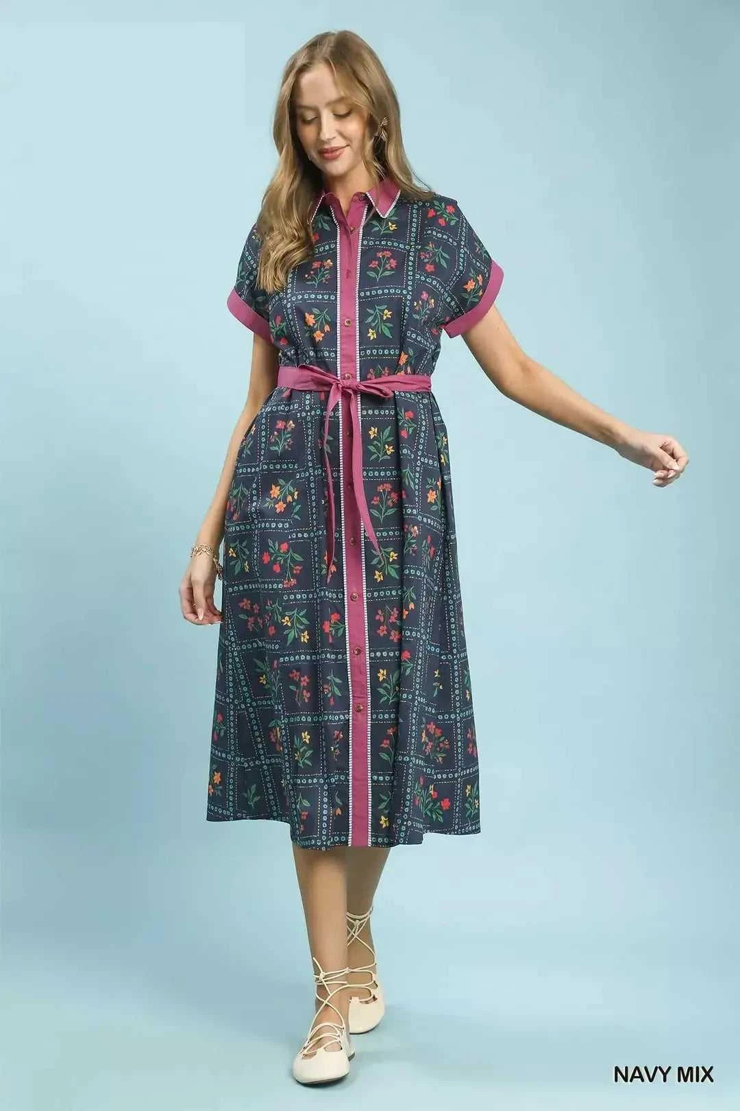 Umgee Mix Floral Button-Front Midi Dress 100100418991271 62 Affordable Fashion Under $100 Jerry's Apparel 