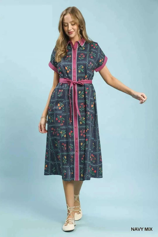 Umgee Mix Floral Button-Front Midi Dress 100100418991271 62 Affordable Fashion Under $100 Jerry's Apparel 