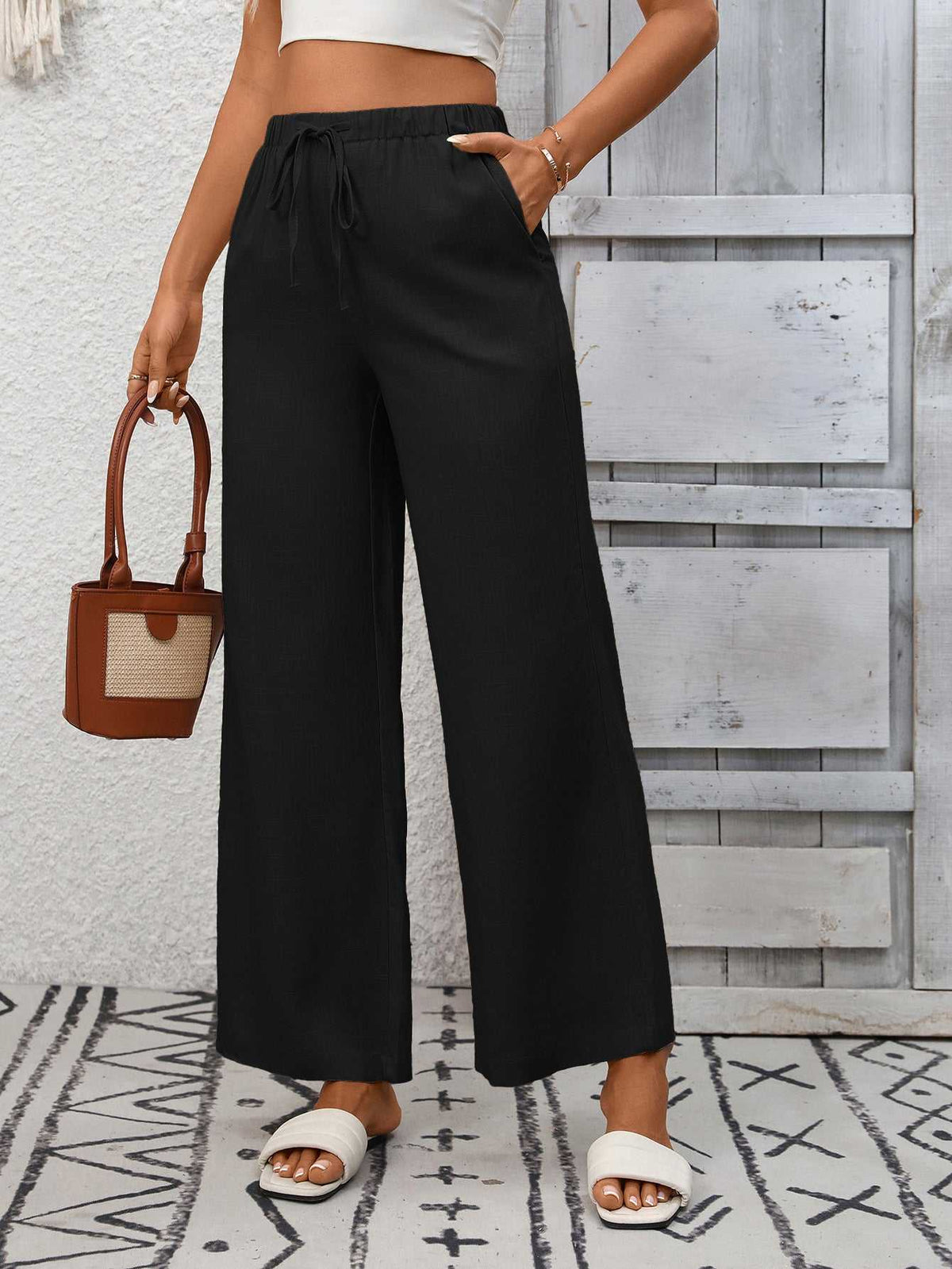 Drawstring High Waist Wide Leg Pants 100100990618349 39 Affordable Fashion Under $100 Jerry's Apparel 