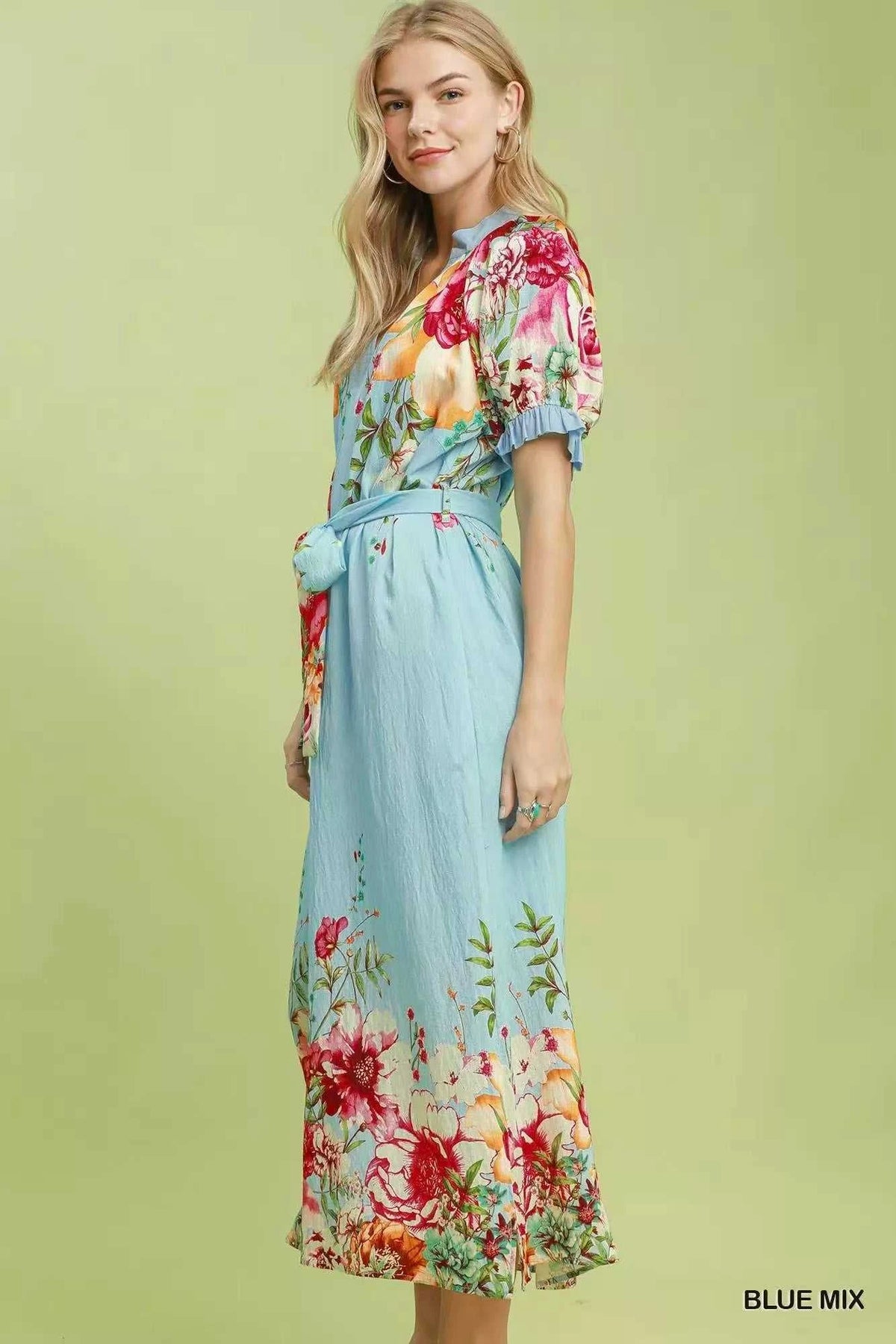 Umgee Mix Floral Border Print Midi Dress 100100450791810 66 Affordable Fashion Under $100 Jerry's Apparel 