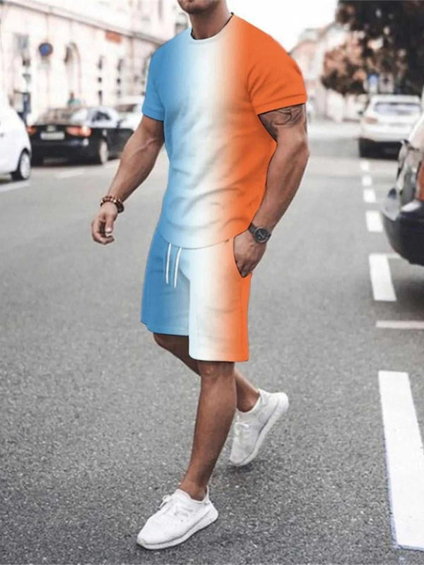 Men's Full Size Gradient Color Casual Tee and Shorts Plus Size Set 100400156124875 29 Affordable Fashion Under $100 Jerry's Apparel 