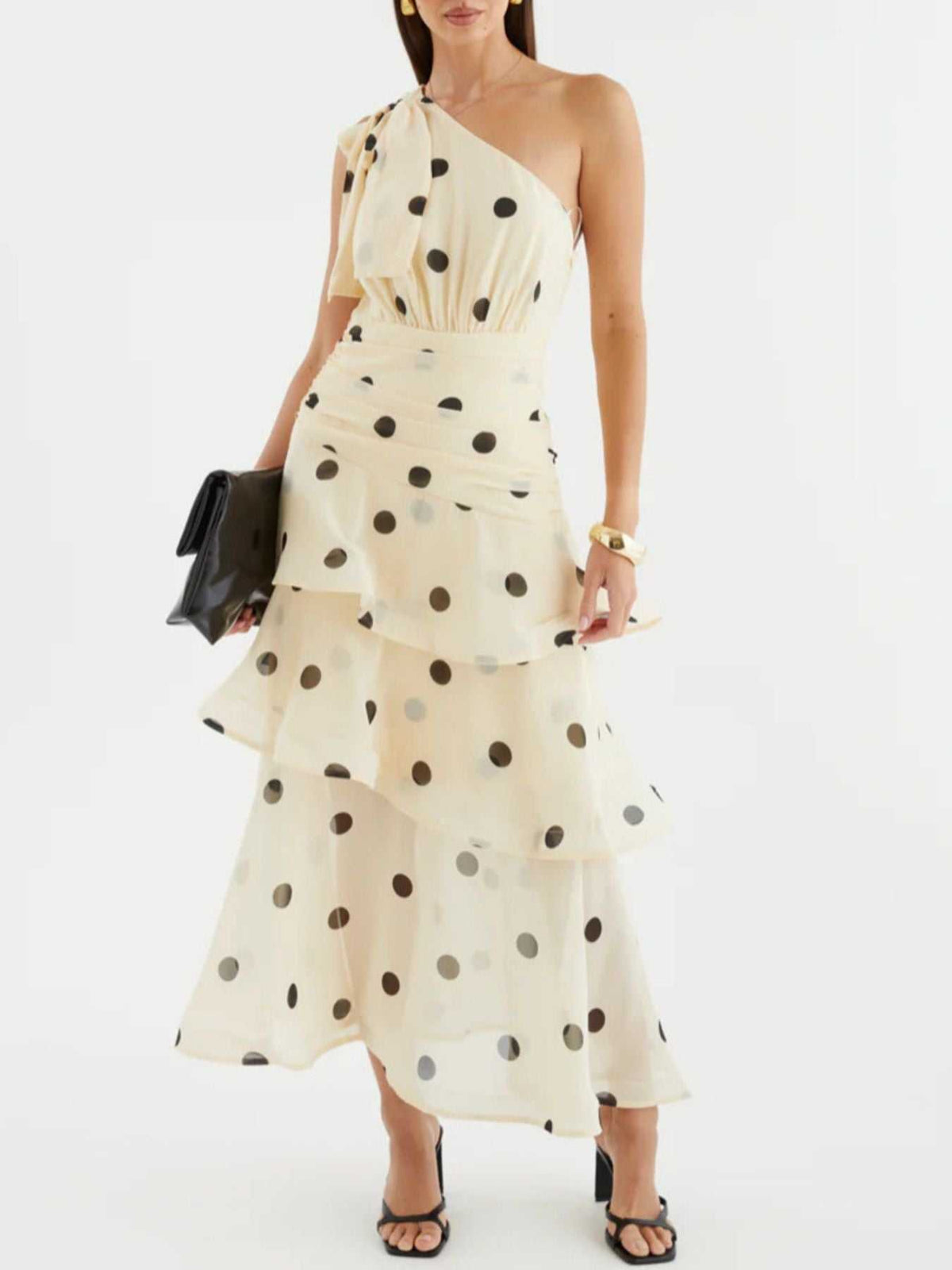 Polka Dot One-Shoulder Ruffle Dress 100100403782395 65 Gifts for Her Jerry's Apparel 