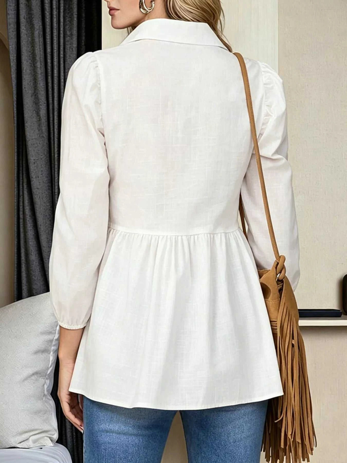 Notched 3/4 Sleeve Blouse 100100072475765 31 Affordable Fashion Under $100 Jerry's Apparel 