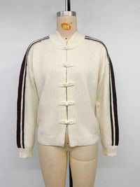 Chinese Knot Button Cardigan with Contrast Side Stripes 101002959338177 61 Affordable Fashion Under $100 Jerry's Apparel 