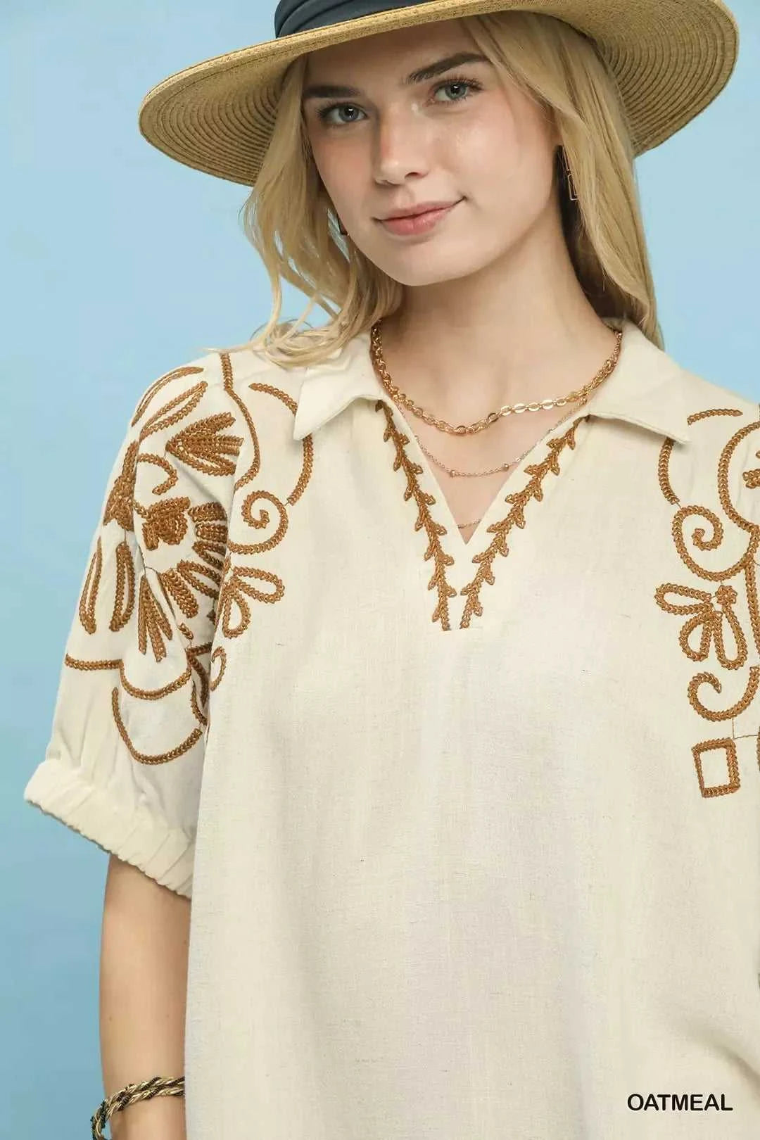 Umgee Floral Embroidered Sleeve Blouse 100100163501068 53 Affordable Fashion Under $100 Jerry's Apparel 