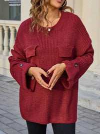 Pocket Detail Round Neck Sweater 100100321906852 48 Affordable Fashion Under $100 Jerry's Apparel 
