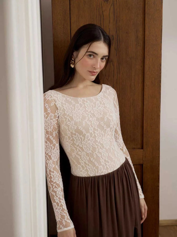 Lace Round Neck Long Sleeve Top 100100846416323 30 Affordable Fashion Under $100 Jerry's Apparel 