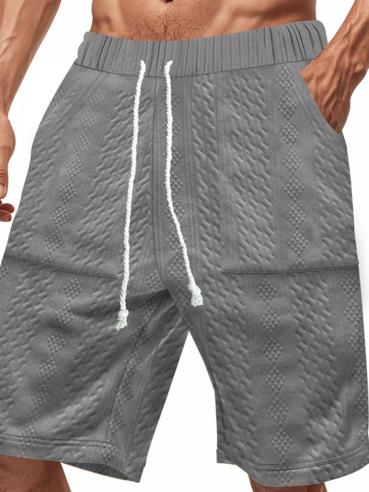 Men's Full Size Texture Drawstring Shorts Plus Size 100400880734003 36 Affordable Fashion Under $100 Jerry's Apparel 