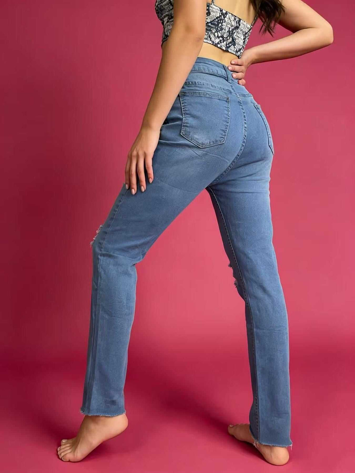 High-Waisted Distressed Jeans 100100550939009 40 Affordable Fashion Under $100 Jerry's Apparel 