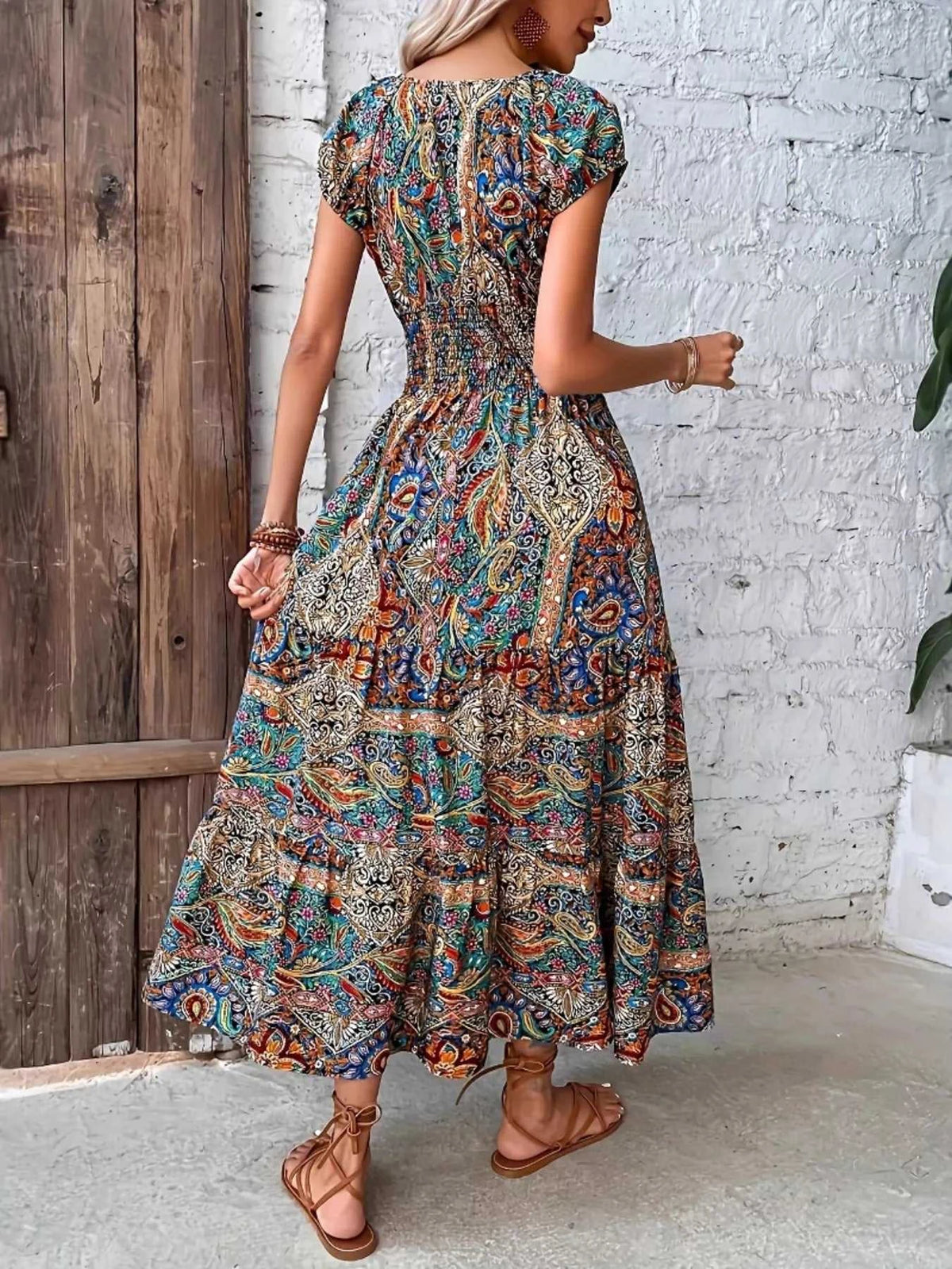 Paisley Print Cap Sleeve Maxi Dress 100100854895446 41 Affordable Fashion Under $100 Jerry's Apparel 