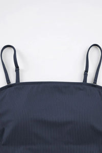 Ribbed Drawstring Sides Cutout One Piece Swimsuit