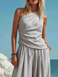 Full Size One-Shoulder Top and Wide Leg Pants Set Plus Size 100100433821316 36 Affordable Fashion Under $100 Jerry's Apparel 