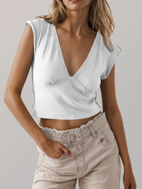 Deep V-Neck Cropped T-Shirt