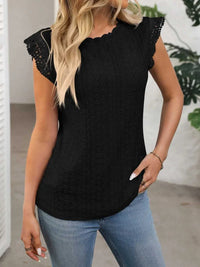 Lace Detail Round Neck Cap Sleeve Top 100100379894943 24 Affordable Fashion Under $100 Jerry's Apparel 