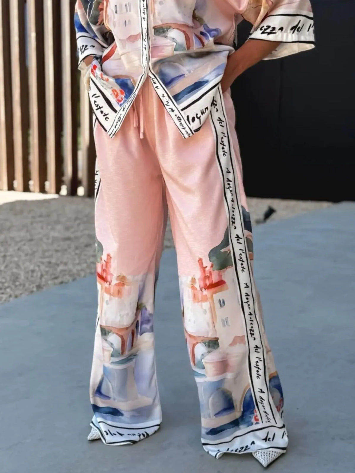 Printed Button Up Top and Pants Set