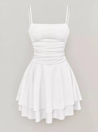 Ruched Spaghetti Strap Layered Mini Dress 101001361310686 33 Women's Dress Gifts for Her Jerry's Apparel 