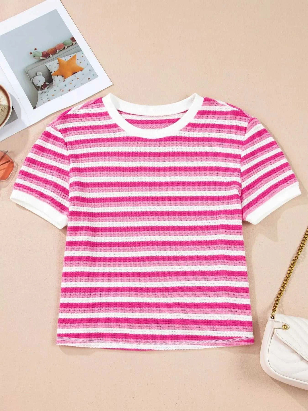 Textured Knit Short Sleeve Crossed Detail Tee 100100489772010 24 Affordable Fashion Under $100 Jerry's Apparel 