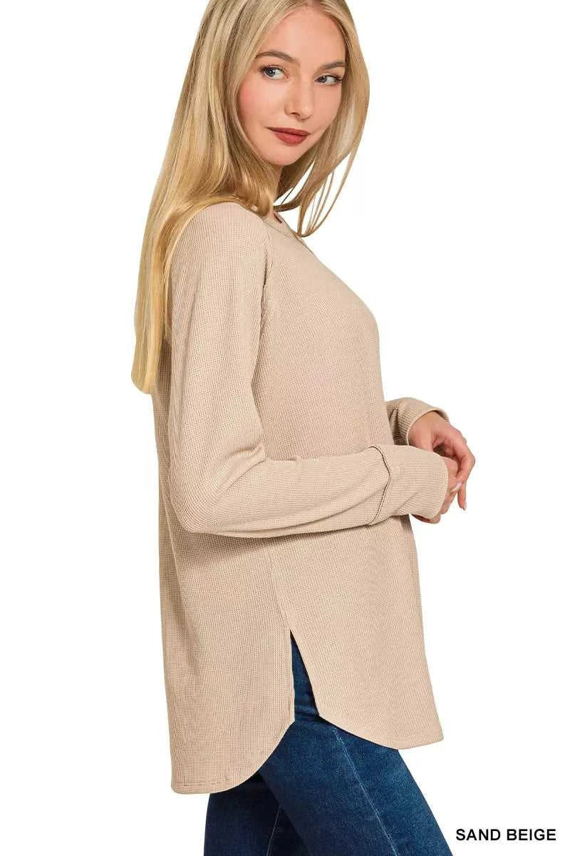 Zenana Baby Waffle Long Sleeve Top 100100257841725 21 Affordable Fashion Under $100 Jerry's Apparel 