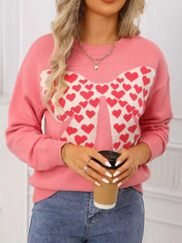 Valentine's Day Heart Bow Round Neck Sweater 100100274618336 49 Affordable Fashion Under $100 Jerry's Apparel 