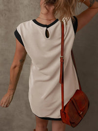 Round Neck Cap Sleeve Mini Dress