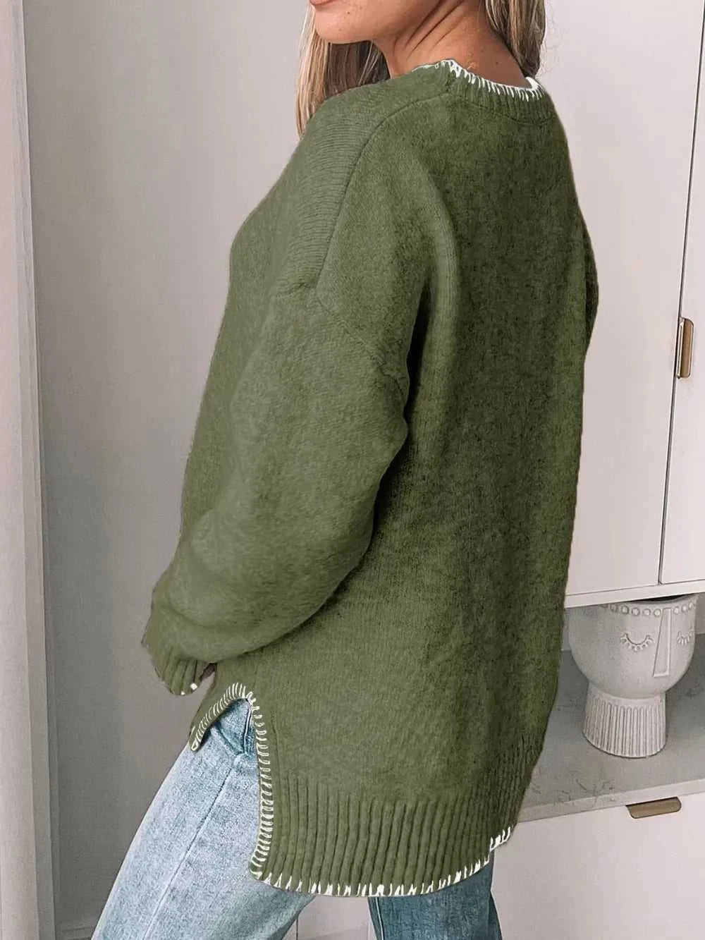 Perfee Round Neck Long Sleeve Sweater 100100049404525 45 Affordable Fashion Under $100 Jerry's Apparel 