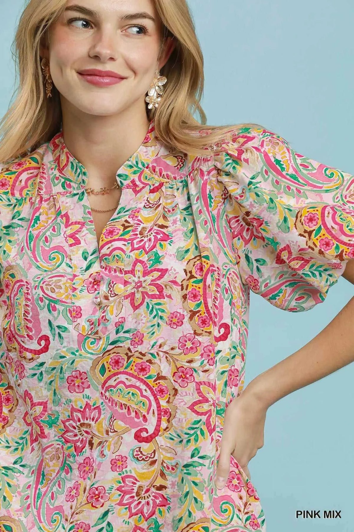 Umgee Paisley Floral Puff Sleeve Shift Dress 100100754521876 55 Gifts for Her Jerry's Apparel 