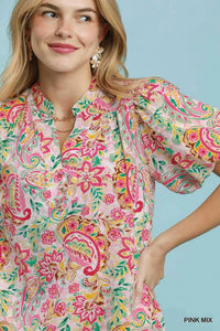 Umgee Paisley Floral Puff Sleeve Shift Dress 100100754521876 55 Gifts for Her Jerry's Apparel 