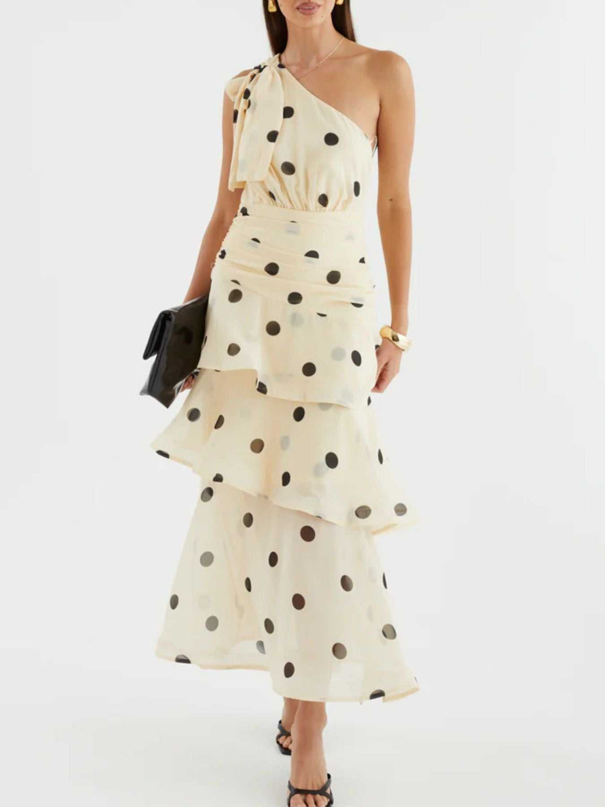 Polka Dot One-Shoulder Ruffle Dress 100100403782395 65 Affordable Fashion Under $100 Jerry's Apparel 