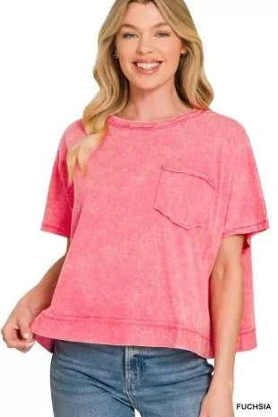 Zenana Acid Washed Round Neck Short Sleeve Oversized T-Shirt 100100881051586 25 Affordable Fashion Under $100 Jerry's Apparel 