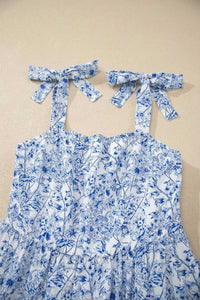 Floral Print Knot Straps High Waist Flared Maxi Dress 100100280670304 61 Gifts for Her Jerry's Apparel 