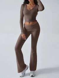 Devine Ruched Long Sleeve Top and Pants Set 100100100351065 35 Affordable Fashion Under $100 Jerry's Apparel 