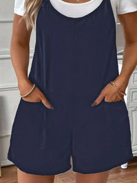 Full Size Scoop Neck Spaghetti Strap Overalls Plus Size