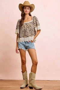 BiBi Leopard Lace Mix And Match Square Neckline Top 100100853941190 47 Affordable Fashion Under $100 Jerry's Apparel 