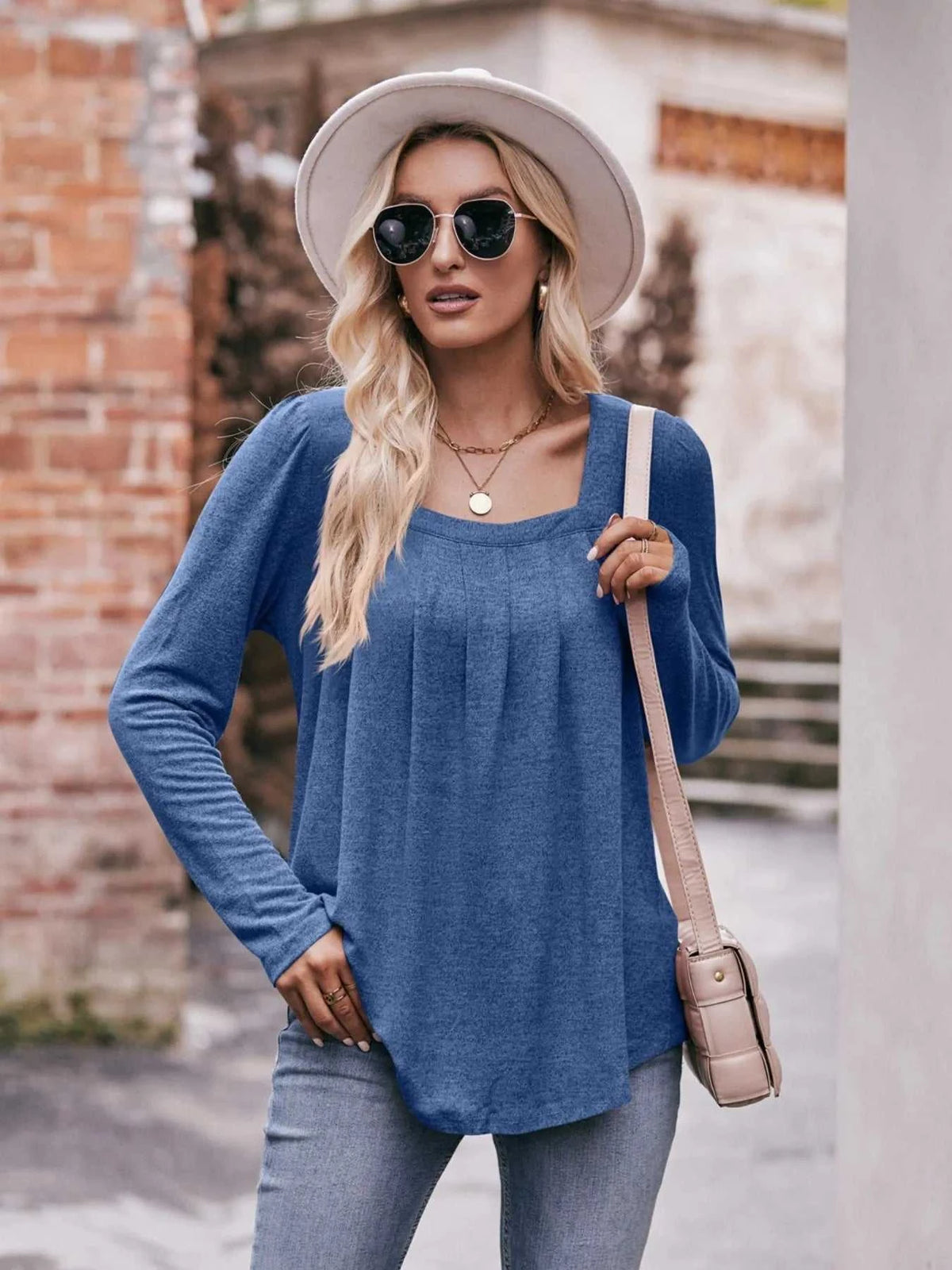 Square Neck Long Sleeve T-Shirt 100100618971989 31 Affordable Fashion Under $100 Jerry's Apparel 