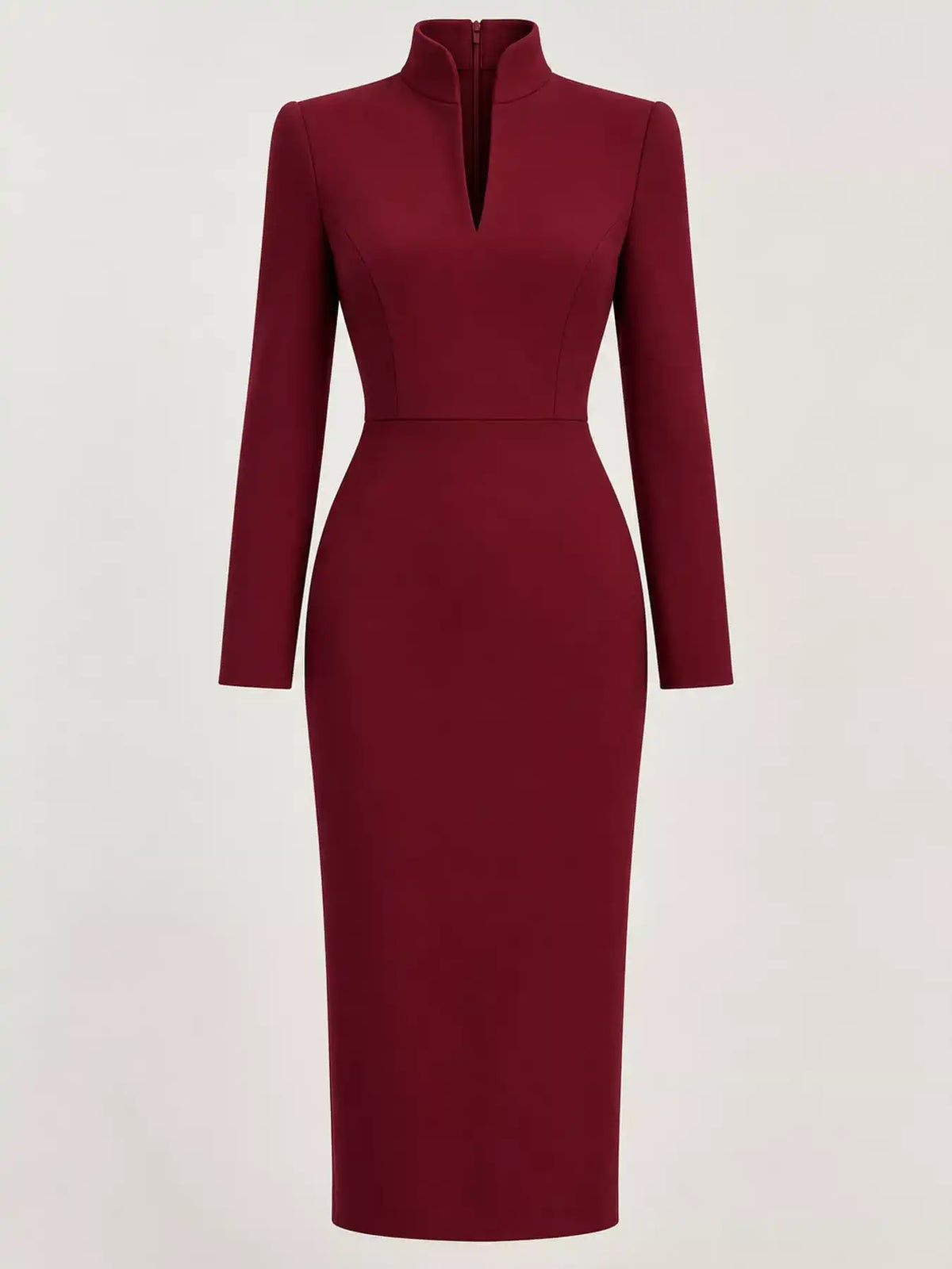 Full Size Stand-Collar Long-Sleeve Midi Dress Plus Size 101001432460062 48 Affordable Fashion Under $100 Jerry's Apparel 
