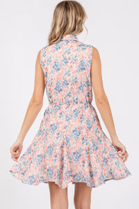 Full Size Floral Eyelet Sleeveless Mini Dress