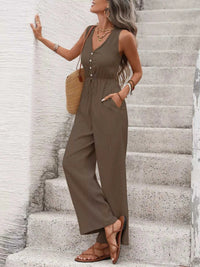 Casual Sleeveless V-Neck Wide Leg Jumpsuit 100100655251325 42 Affordable Fashion Under $100 Jerry's Apparel 