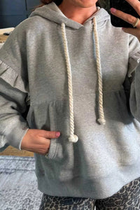 Ruffled Drawstring Long Sleeve Hoodie 100100982421706 52 Affordable Fashion Under $100 Jerry's Apparel 