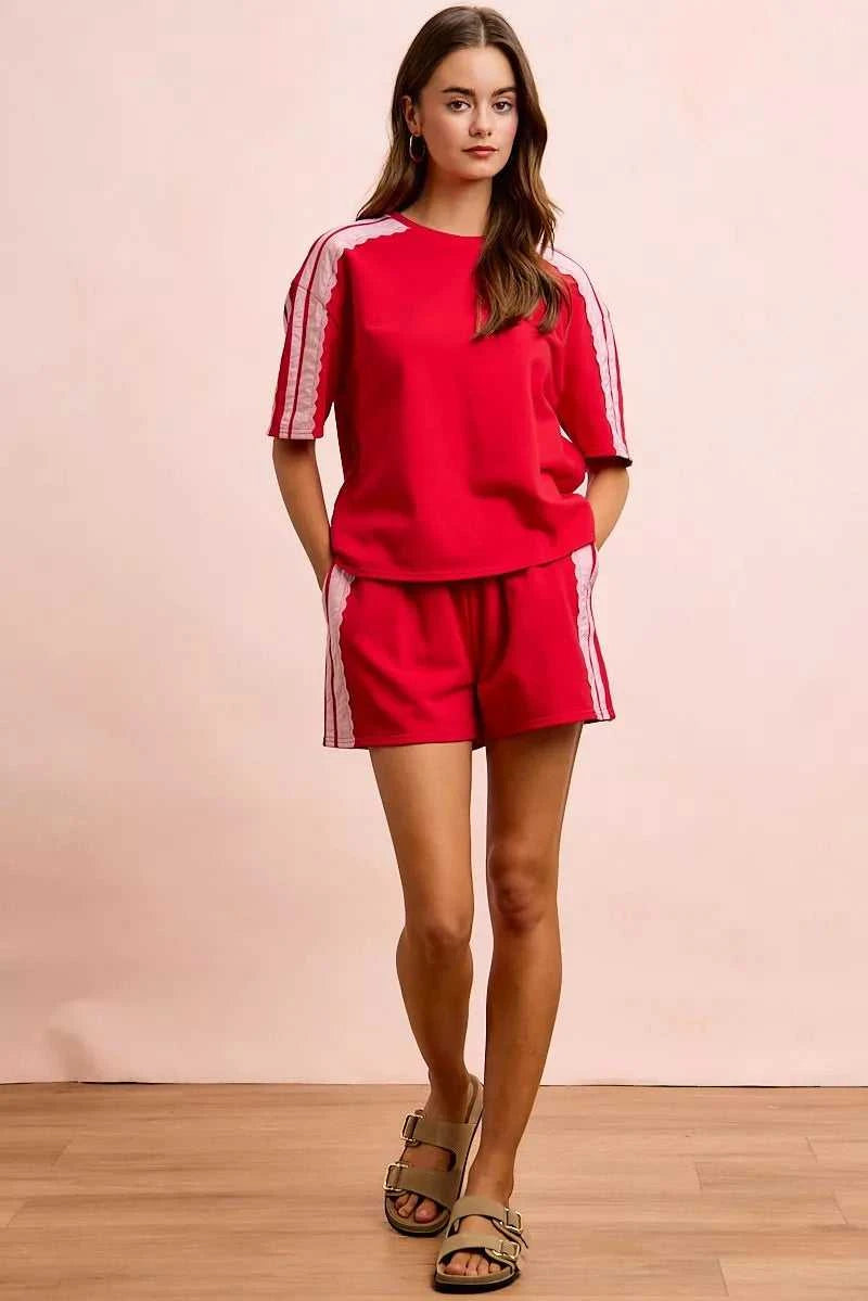 BiBi French Terry Side Lace Detail Short Sleeves Top 100100237661933 42 Affordable Fashion Under $100 Jerry's Apparel 
