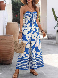 Floral Print Tie Front Strapless Wide Leg Jumpsuit 100100591561067 42 Affordable Fashion Under $100 Jerry's Apparel 