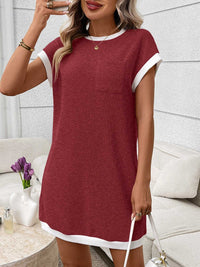 Contrast Trim Ribbed Knit Mini Dress with Pocket 100100281069040 32 Affordable Fashion Under $100 Jerry's Apparel 